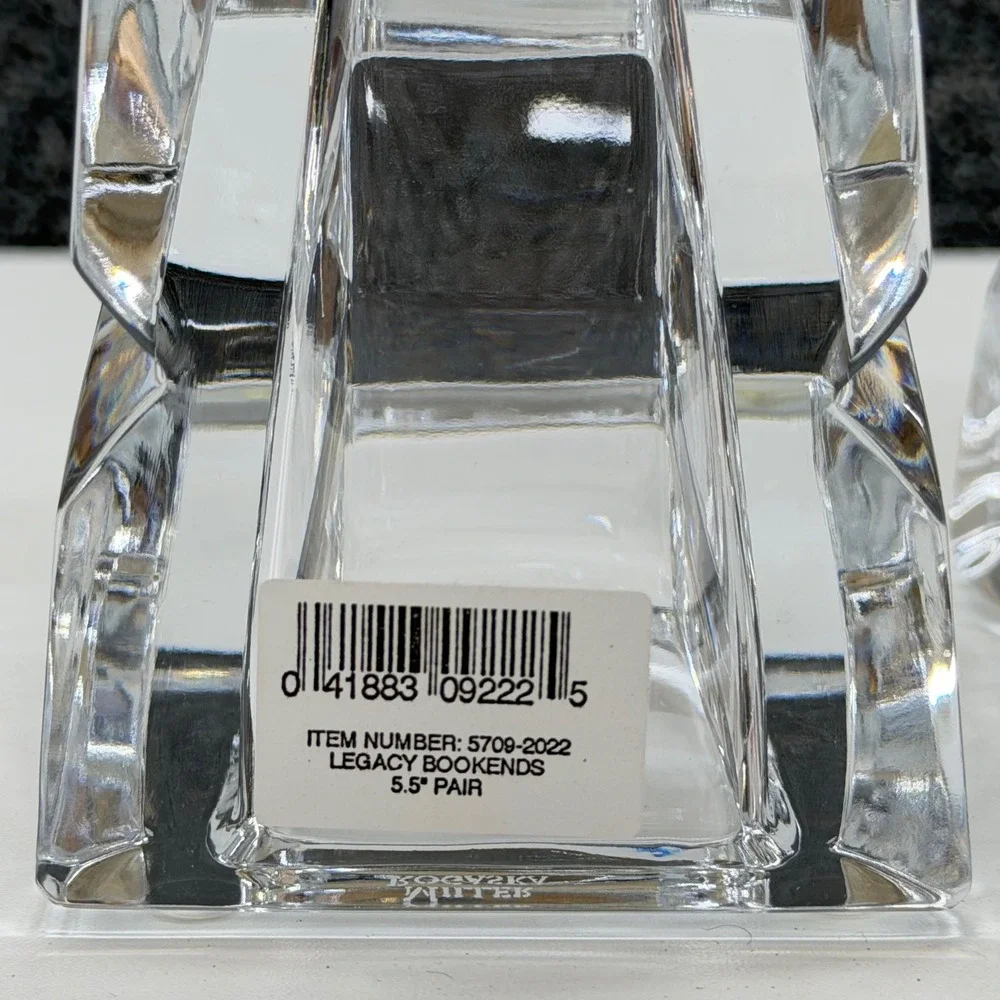 Miller Rogaska Crystal Legacy Bookends Handmade Slovenia 5.5 Inch Pair 5709-2022